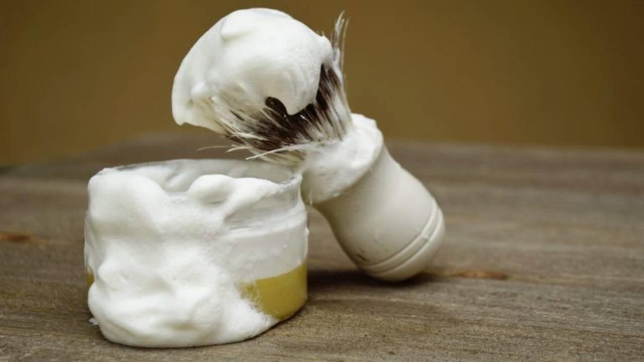 foaming shave soap with shave brush