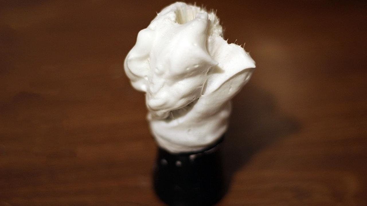 wet shave soap on a brush