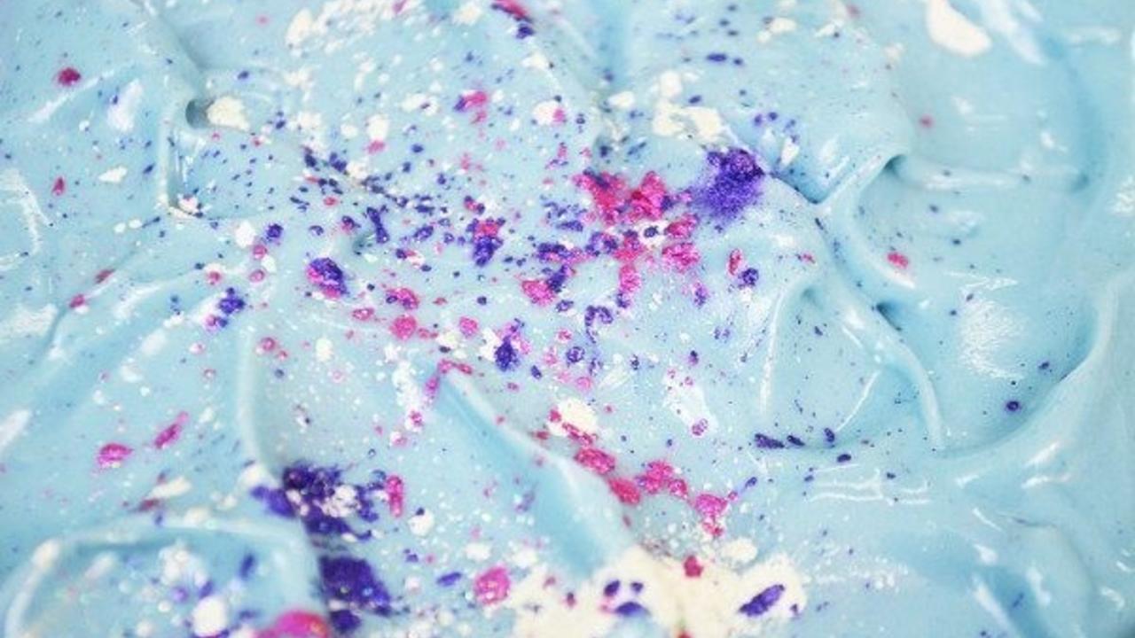 textured top of sparkly blue soap