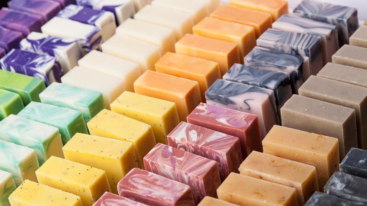 soaps lined up on a retailer's shelf