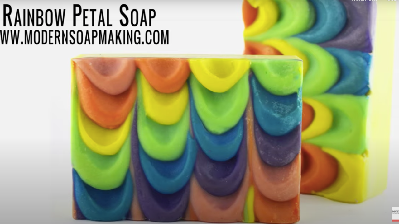 two bars of rainbow petal soap
